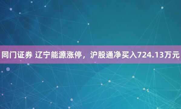 同门证券 辽宁能源涨停，沪股通净买入724.13万元